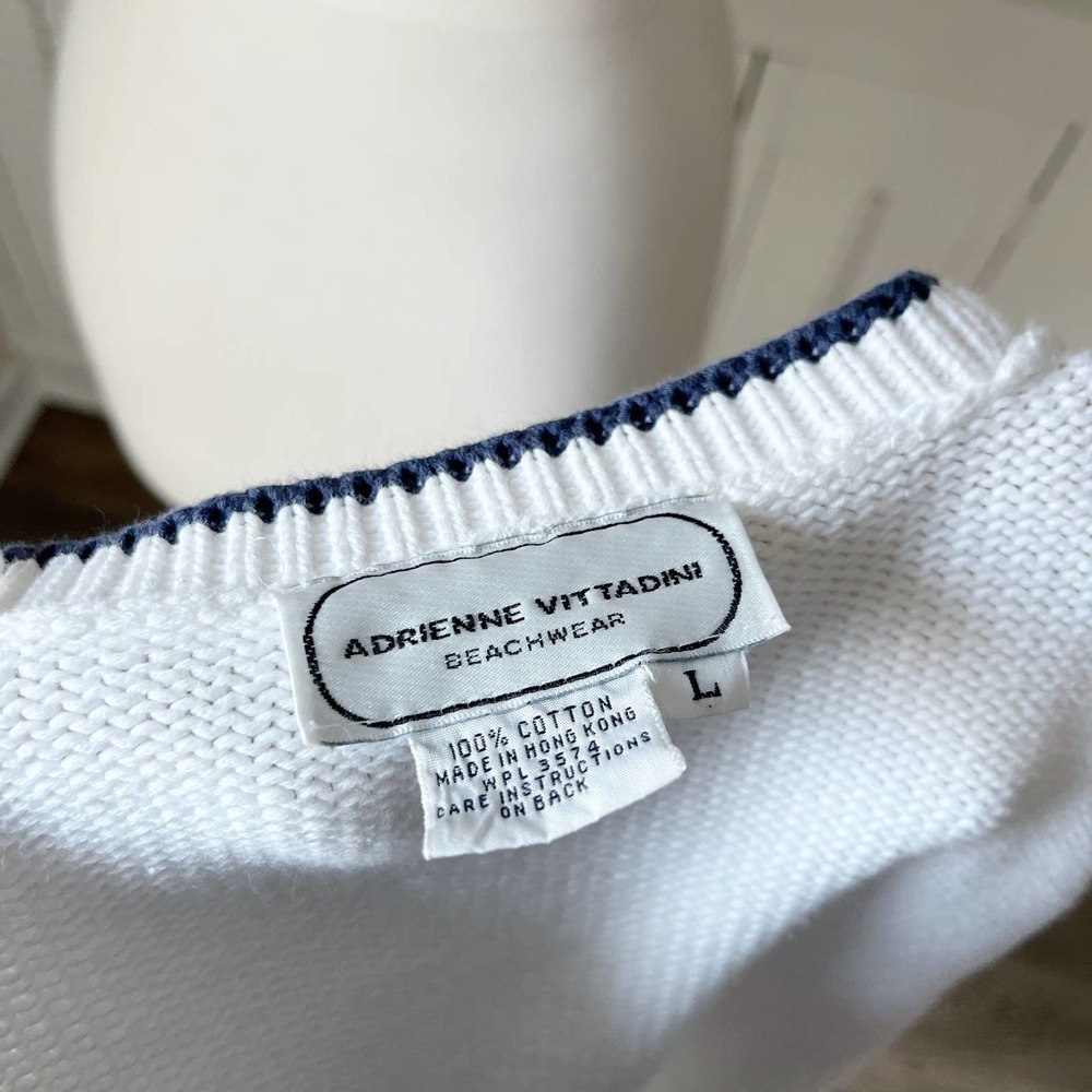 Adrienne Vittadini Navy and White Star Sweater - Picture 6 of 7